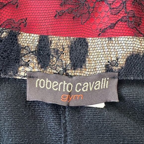 Roberto Cavalli, black red and gold zip up three-quarter sleeve jacket - Picture 4 of 17